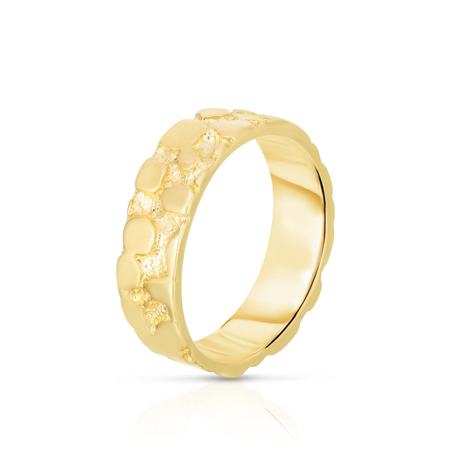 Floreo 10k Yellow Gold 5.5mm Solid Full Nggget Band Ring