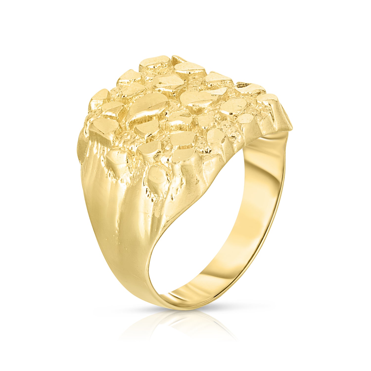 Floreo Men's 10k Yellow Gold 17.5mm Lite Square Nugget Ring