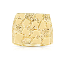 Load image into Gallery viewer, Floreo Men&#39;s 10k Yellow Gold 18mm Flat Square Dense Nugget Ring

