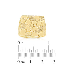 Load image into Gallery viewer, Floreo Men&#39;s 10k Yellow Gold 18mm Flat Square Dense Nugget Ring
