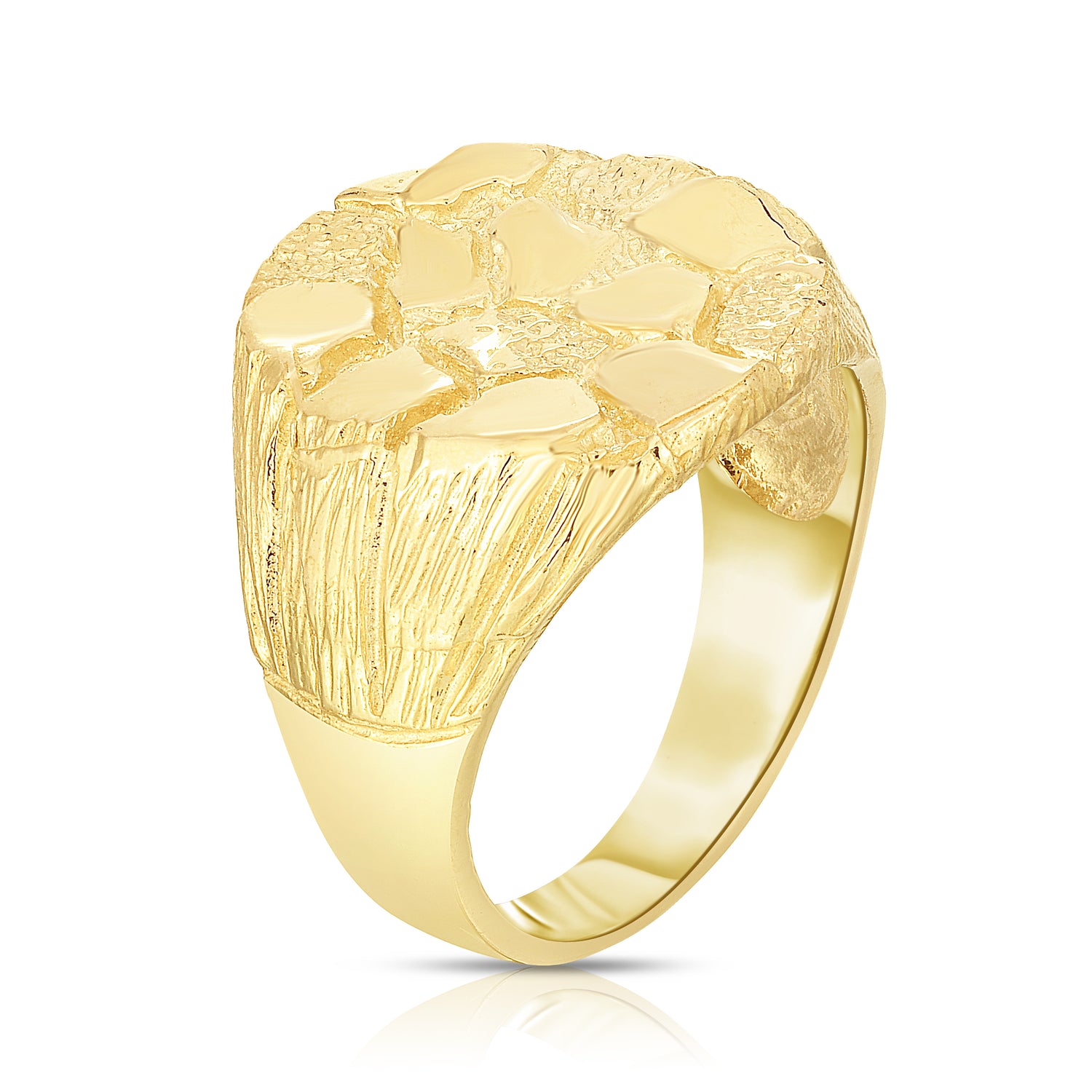 Floreo Men's 10k Yellow Gold 20.5mm Extra Large Circle Dense Nugget Ring