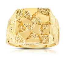 Load image into Gallery viewer, Floreo Men&#39;s 10k Yellow Gold 15.5mm Flat Square Dense Nugget Ring
