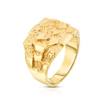 Load image into Gallery viewer, Floreo Men&#39;s 10k Yellow Gold 15.5mm Flat Square Dense Nugget Ring
