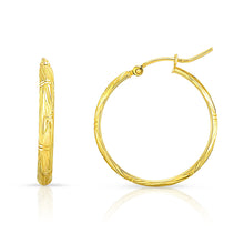 Load image into Gallery viewer, 14k Yellow Gold Diamond Cut Huggies Hoop Earrings Bow Design (3mm)
