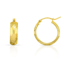 Load image into Gallery viewer, 14k Yellow Gold Diamond Cut Huggies Hoop Earrings Bow Design (6mm)
