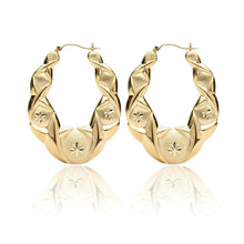 Load image into Gallery viewer, 10k Yellow Gold Friendship XO Hugs and Kisses Love Hoop Earrings
