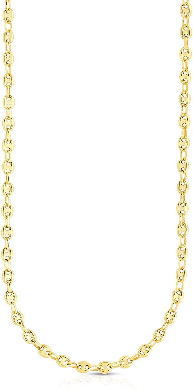 Floreo 10k Yellow Gold 6.5mm Puff Mariner Chain Necklace