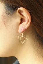 Load image into Gallery viewer, 14k Yellow Gold Double Heart Love Drop Earring in with Fish Hook in Gift Box
