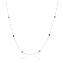 Load image into Gallery viewer, 14k Yellow Gold Cable Chain Necklace Multi-stone Gemstone Ovel and Round Shape
