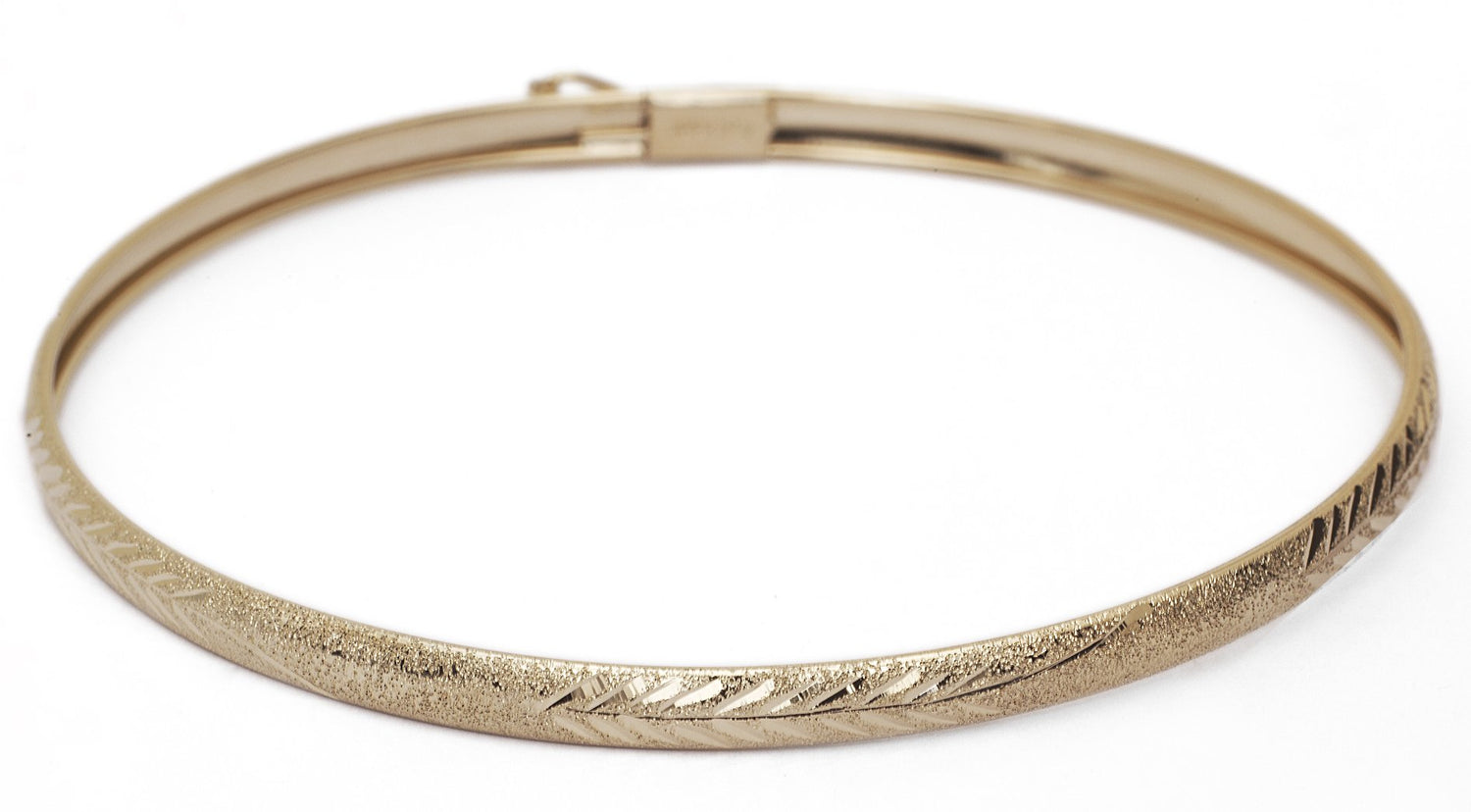 10k Yellow Gold bangle bracelet Flexible Round with Wheat Design, 0.16
