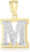 Load image into Gallery viewer, Floreo 10k Yellow and White Gold 3D Alphabet Initial A-Z Pendant
