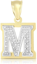 Load image into Gallery viewer, 10k Yellow and White Gold 3D Alphabet Initial A-Z Pendant
