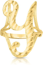 Load image into Gallery viewer, 10k Yellow Gold Extra Large Cursive A-Z Initial Ring, Sizes 4-11
