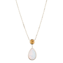 Load image into Gallery viewer, 14K Yellow Gold Created Opal Necklace with Color Stone on Rolo Chain
