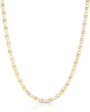 Load image into Gallery viewer, Floreo 10k Tri Color Gold Diamond Cut 2.6mm Valentino Chain Necklace
