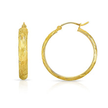 Load image into Gallery viewer, 14k Yellow Gold Diamond Cut Huggies Hoop Earrings Bow Design (4mm)
