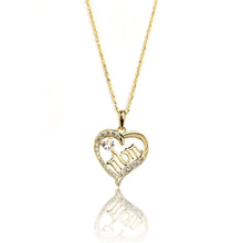 Load image into Gallery viewer, 10k Yellow Gold and Heart Shaped CZ Mom Pendant Necklace for Mothers
