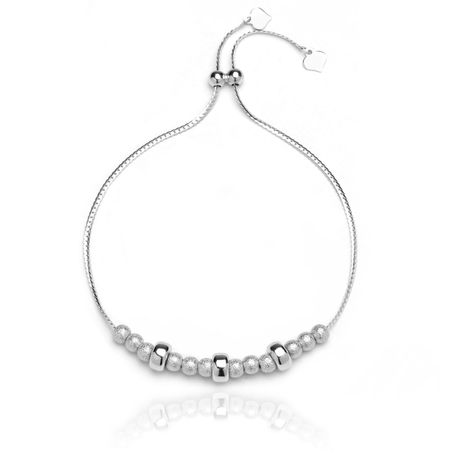 Sterling Silver Adjustable Bracelet with Beads and Elements, 9 Inch