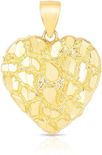 Load image into Gallery viewer, 10k Yellow Gold Nugget Heart Pendant with Optional Necklace
