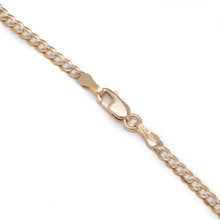 Load image into Gallery viewer, 10k Two-Tone Gold Curb Cuban Chain Bracelet and Anklet with White Pave, 0.1 Inch

