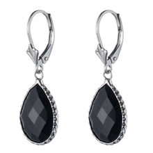 Load image into Gallery viewer, Sterling Silver Colored Stone Earring, Lever Back Closure, Pear shape, Bezel-Set
