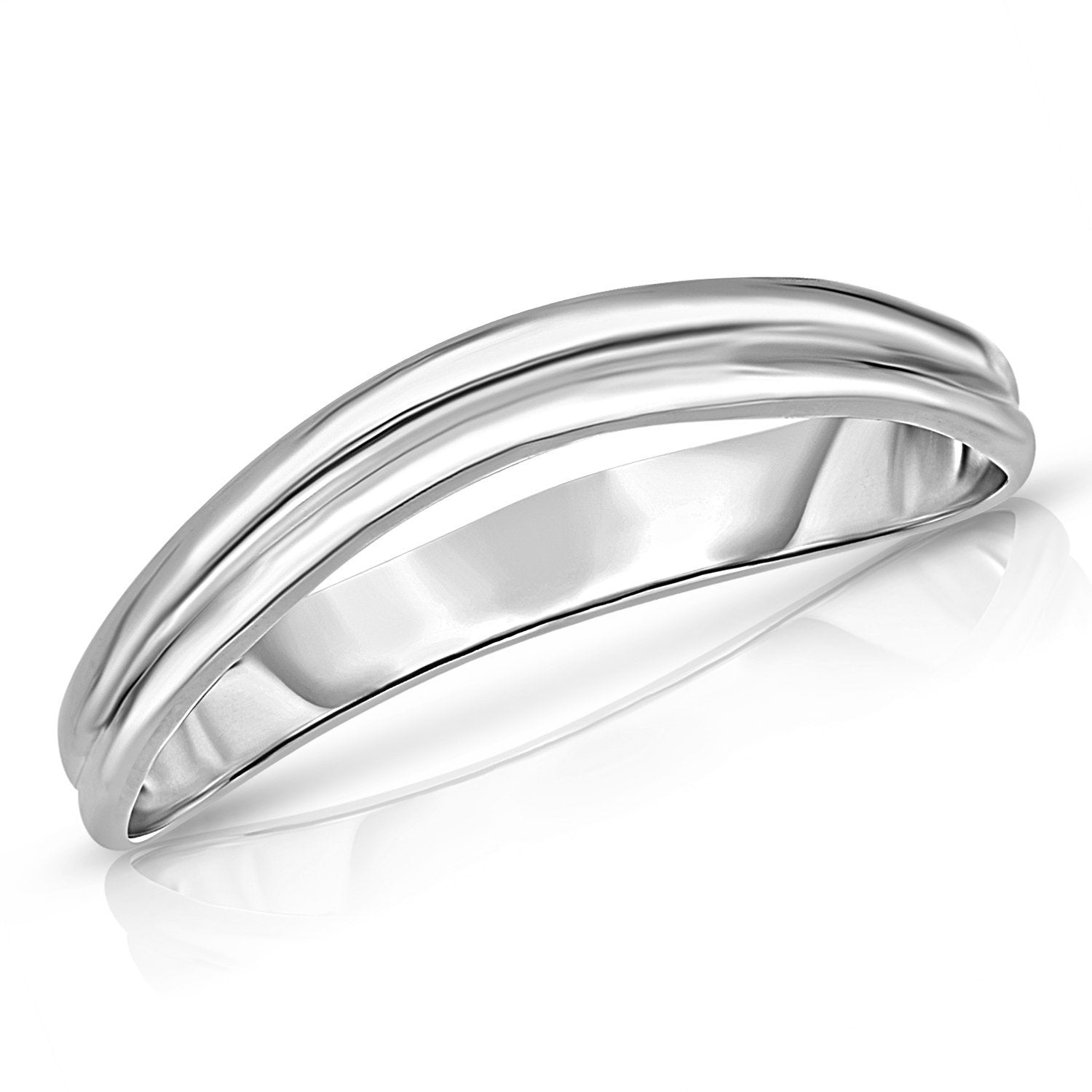 Comfort Fit Curved Double Wave Thumb Ring, 3mm, 10k Fine Gold