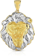 Load image into Gallery viewer, 10k Two Tone Gold Lion Head Pendant Lion Face Charm for Men
