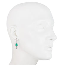 Load image into Gallery viewer, Sterling Silver Checkerboard Diamond Cut Oval hoop earrings With Colored Stone
