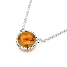 Load image into Gallery viewer, Sterling Silver Necklace with Color Stone Round Shape on Cable Chain, 18 Inch
