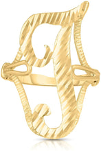 Load image into Gallery viewer, 10k Yellow Gold Extra Large Cursive A-Z Initial Ring, Sizes 4-11
