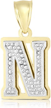 Load image into Gallery viewer, Floreo 10k Yellow and White Gold 3D Alphabet Initial A-Z Pendant
