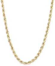 Load image into Gallery viewer, 10k Yellow Gold Hollow Rope Chain Necklace with Lobster Claw Clasp, 2.5mm

