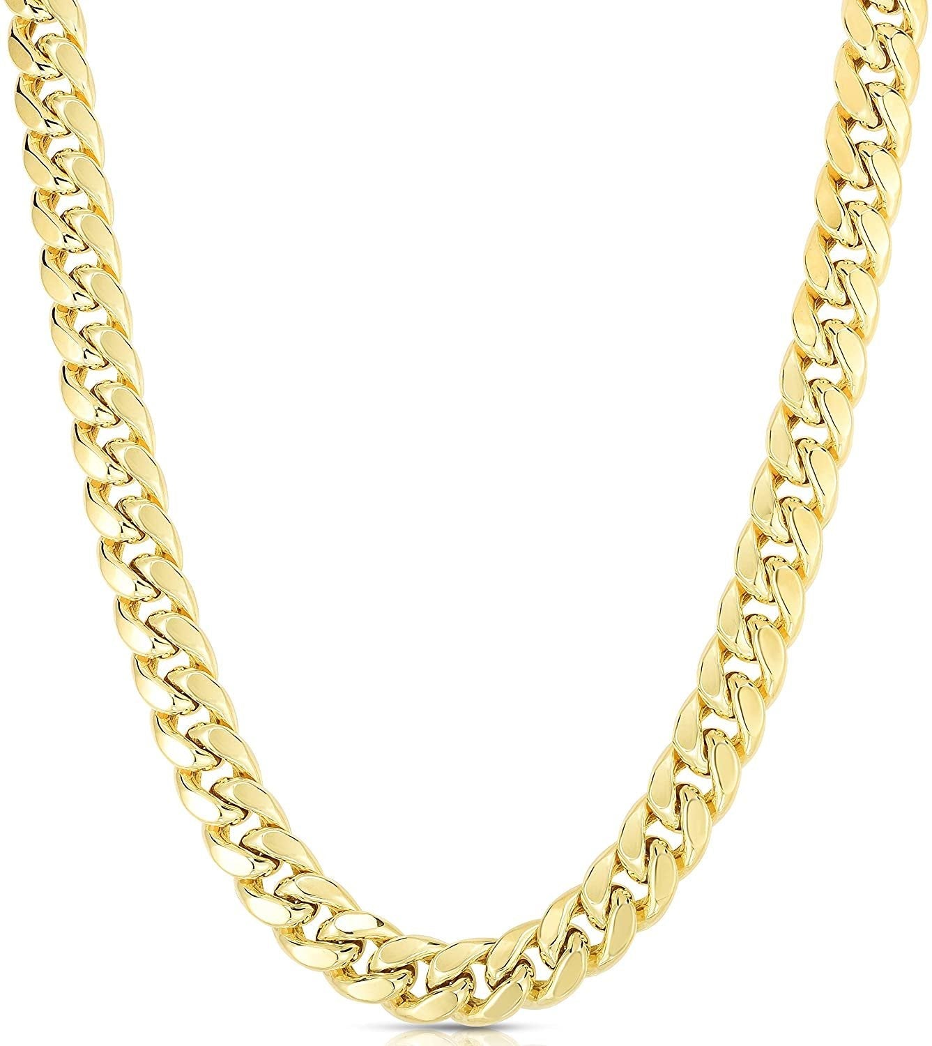 Floreo 10k Yellow Gold 9.1mm Semi Solid Miami Cuban Chain Necklace