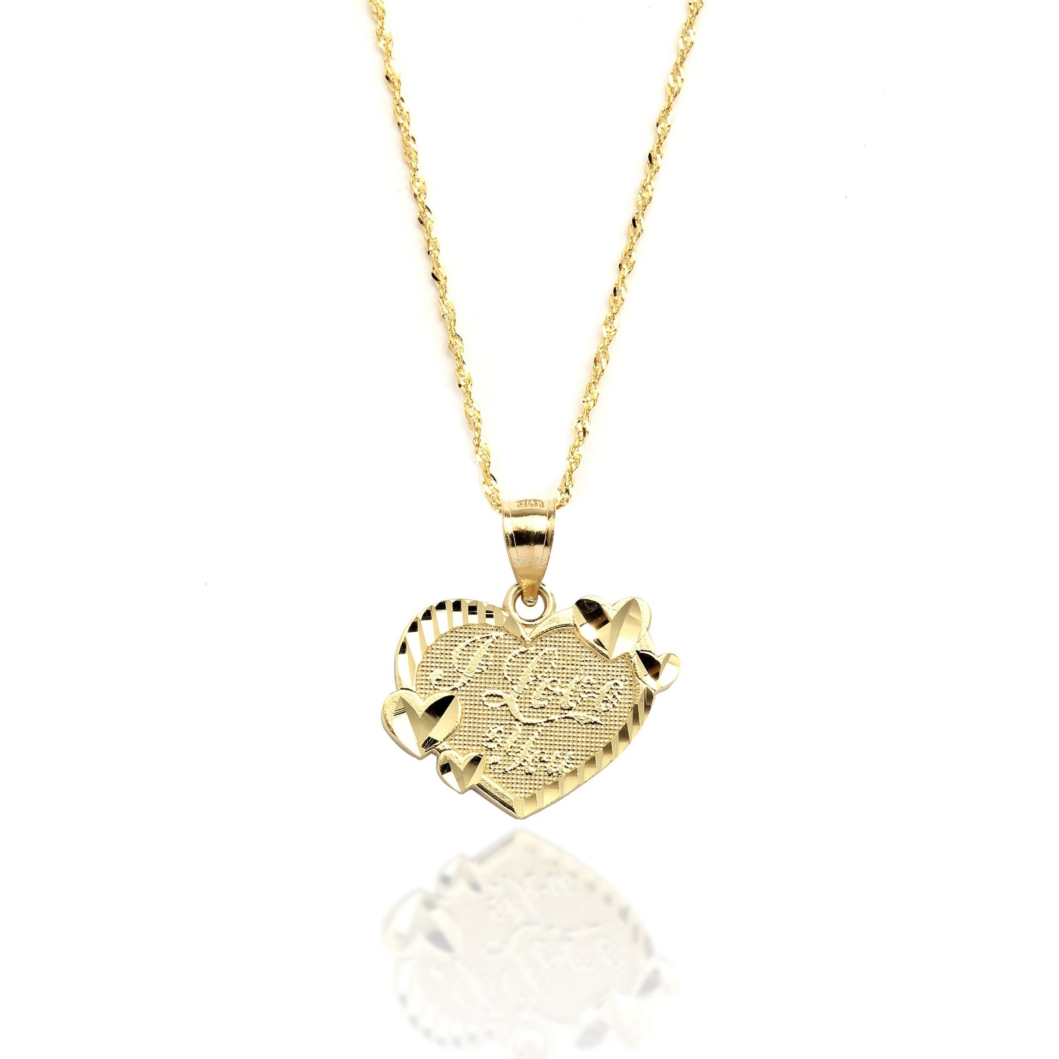 10k Yellow Gold I Love You Heart Pendant Necklace for Women and Girls