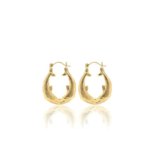 Load image into Gallery viewer, 10k Yellow Gold Friendship Love Hoop Earrings with Kissing Dolphin Design
