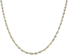 Load image into Gallery viewer, 10k Yellow Gold Solid Extra Light Diamond Cut Rope Chain Necklace, 1.5mm
