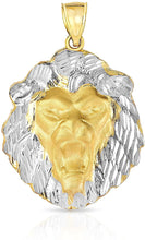 Load image into Gallery viewer, 10k Two Tone Gold Lion Head Pendant Lion Face Charm for Men
