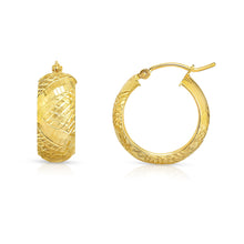 Load image into Gallery viewer, 14k Yellow Gold Diamond Cut Huggies Hoop Earrings Bow Design (8mm)
