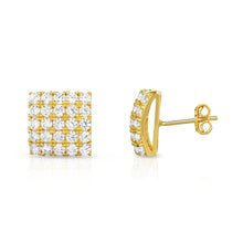 Load image into Gallery viewer, 10k Yellow Gold Fancy Square Micropave CZ Accented Stud Earrings
