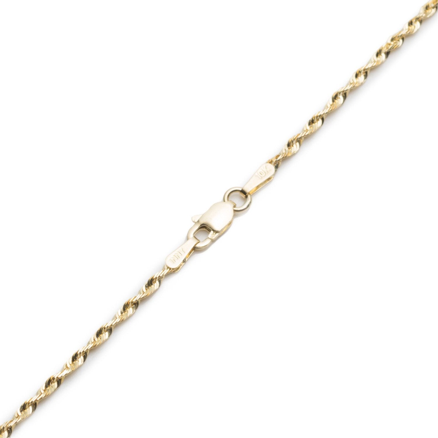 10k Yellow Gold Solid Extra Light Diamond Cut Rope Chain Necklace 2mm