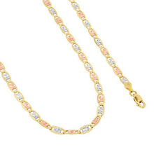 Load image into Gallery viewer, 10k Tri Color Gold Diamond Cut 3.3mm Valentino Chain Necklace
