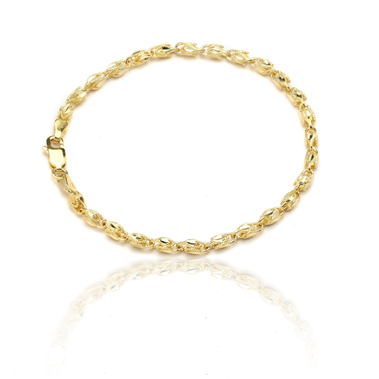 10k Yellow Gold Turkish Rope Chain Bracelet and Anklet for Women and Men, 3.5mm