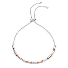 Load image into Gallery viewer, Sterling Silver Adjustable Beaded Bracelet Pink Tube Design, Expandable 9 Inch
