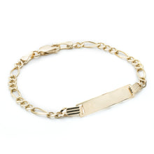 Load image into Gallery viewer, 10k Gold Figaro ID Bracelet Engravable for Children, 3.5mm, 6 Inch Long
