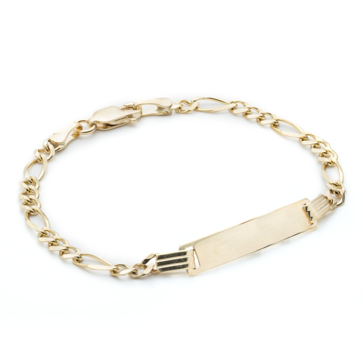 10k Gold Figaro ID Bracelet Engravable for Children, 3.5mm, 6 Inch Long