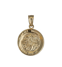 Load image into Gallery viewer, 10k Yellow Gold Religious Saint Michael Battle with Satan Oval Pendant Necklace
