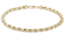 Load image into Gallery viewer, 10k Yellow Gold Hollow Rope Chain Bracelet and Anklet for Men &amp; Women, 3mm
