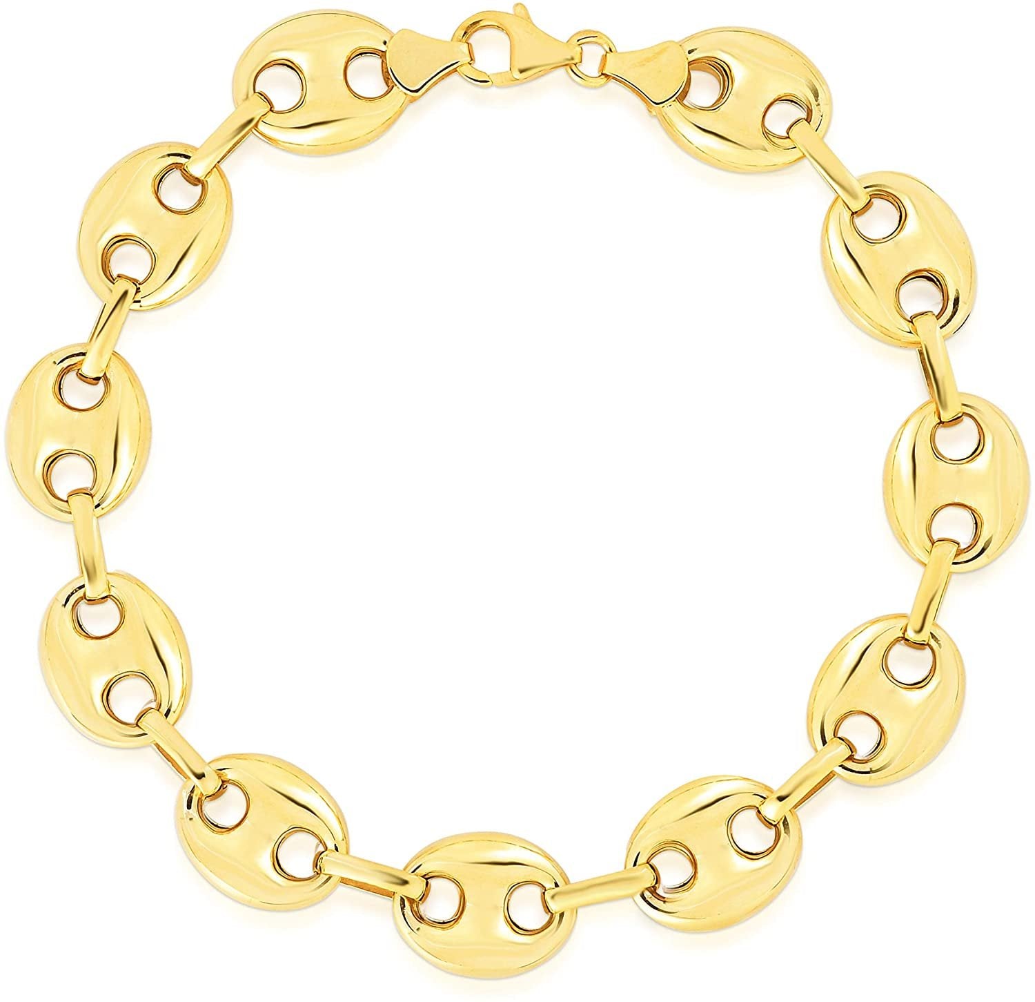 Floreo 14k Yellow Gold 11mm Puff Mariner Link Bracelet, 8.75