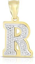 Load image into Gallery viewer, Floreo 10k Yellow and White Gold 3D Alphabet Initial A-Z Pendant
