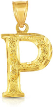 Load image into Gallery viewer, Floreo 10K Yellow Gold Extra Large Letter A-Z Alphabet Pendant with Optional Necklace, Initial Height: 1 inch
